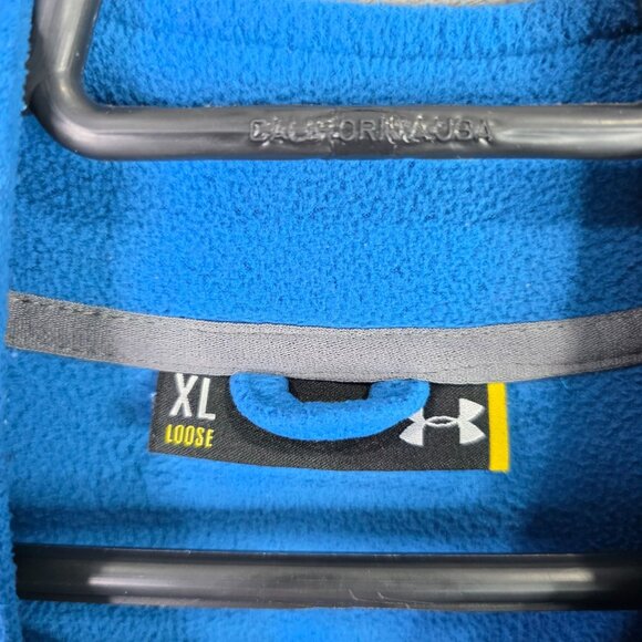 Mens Under Armour Blue Fleece 1/4 Zip Pullover Loose Fit 100% Polyester Size XL - Picture 3 of 9